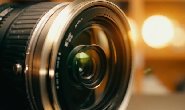 Close-up of Camera Lens in a Professional Camera Store