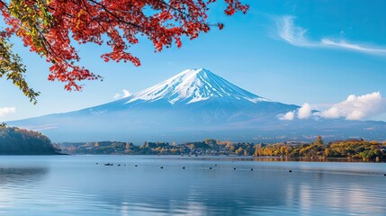Fototapeta premium Beautiful Mount Fuji with snow capped