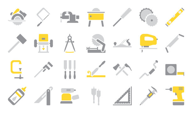 A set of wood working themed icons