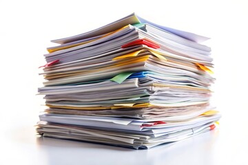 A large stack of documents and papers represents the overwhelming nature of paperwork, deadlines, and administrative tasks.