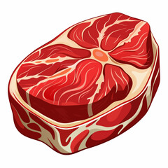 Raw marbled meat steak art vector illustration