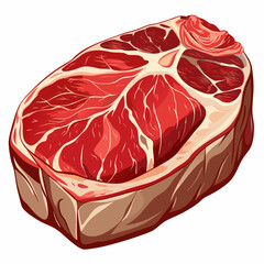 Raw marbled meat steak art vector illustration