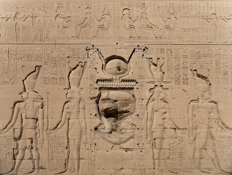 Wall relief at the temple Dendera Temple.