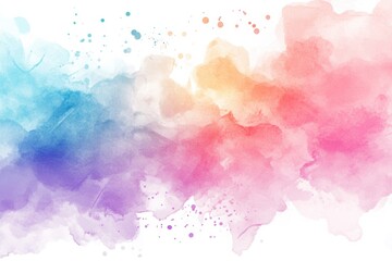 A vibrant watercolor splash blending blue, purple, red, and orange hues with artistic splatters on a white background.