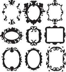 Baroque Frame Versatile Black Silhouette Vector Series