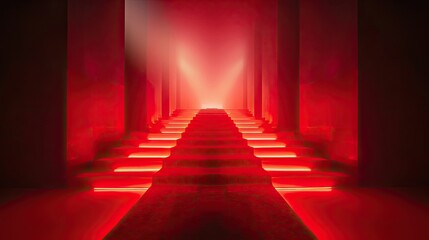 Fototapeta premium Empty red carpet fashion runway illumination