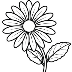 Fototapeta premium Simple Flower Line Art Icon with Bold Lines and Simple Shapes on White Background, Vector Style in SVG Format, Suitable as a Coloring Page for Kids