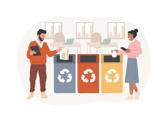 Recycling station isolated cartoon vector illustrations.