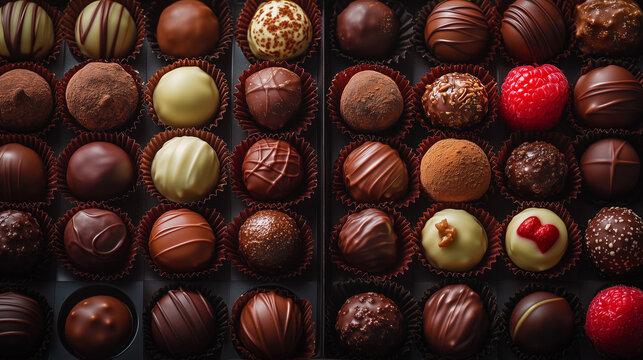 Pour un casse-cro&ucirc;te d&eacute;licieux, un bon vivant savoure des truffes au chocolat fonc&eacute; et noisettes, pr&eacute;sent&eacute;es en gros plan sur un fond blanc.