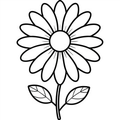 Simple Flower Line Art Icon with Bold Lines and Simple Shapes on White Background, Vector Style in SVG Format, Suitable as a Coloring Page for Kids