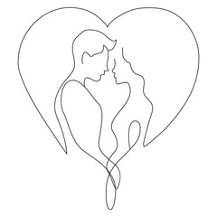 Heart. Continuous line art drawing. Hand drawn doodle vector illustration in a continuous line