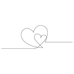 Heart. Continuous line art drawing. Hand drawn doodle vector illustration in a continuous line