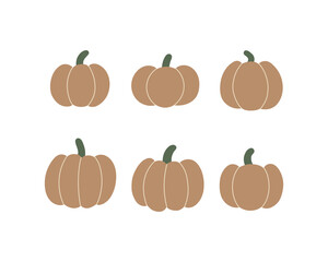 Vector illustration Pumpkin set. Hand drawn pumpkins isolated on a white background.