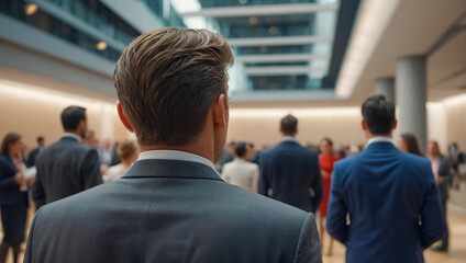 Business people with their backs to the camera teamwork
