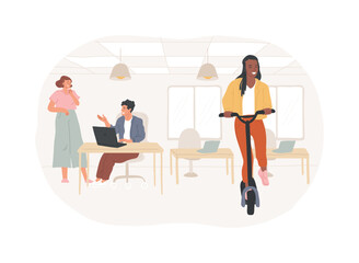 Open space office isolated cartoon vector illustrations.