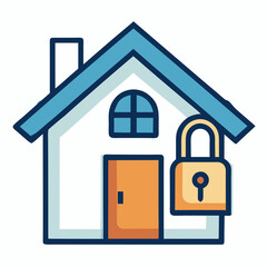 House icon with lock symbol representing security and safety