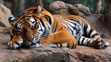 Fototapeta premium Resting tiger at the Zoo