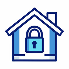 House icon with lock symbol representing security and safety