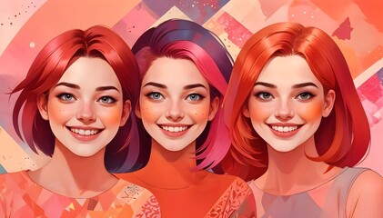 Smiling Women Embracing Feminism and Empowerment Concept of Friendship and Strength