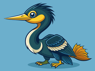 Mignon oiseau Darter Anhinga Set Cartoon Vector - Illustration libre de droits
