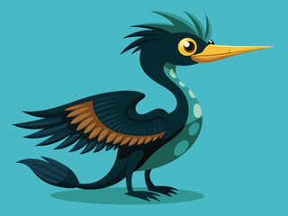 Mignon oiseau Darter Anhinga Set Cartoon Vector - Illustration libre de droits
