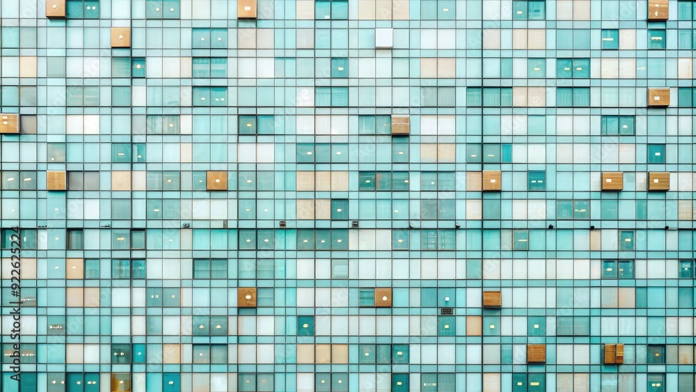 Wall mural Minimalist grid pattern featuring textured squares in soft pastel tones. Generative AI