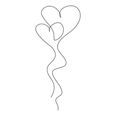 Obraz premium Heart. Continuous line art drawing. Hand drawn doodle vector illustration in a continuous line