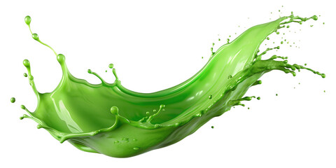Intense green splash wave in fluid motion, PNG isolated transparent