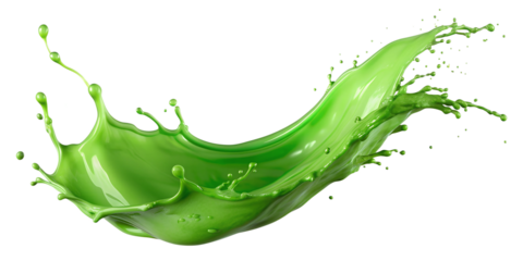 Intense green splash wave in fluid motion, PNG isolated transparent