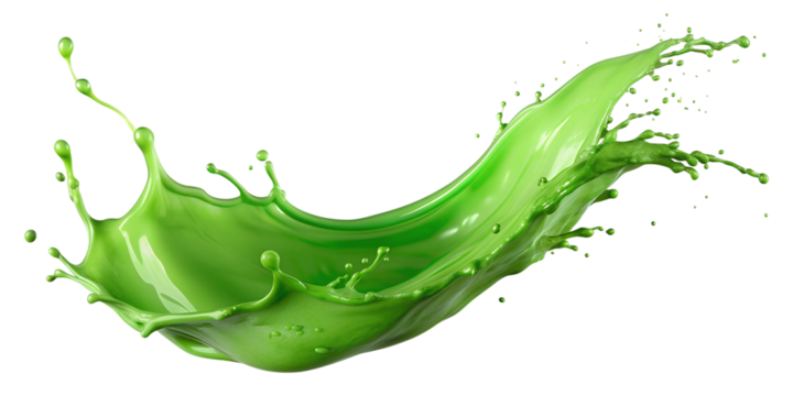 Intense green splash wave in fluid motion, PNG isolated transparent