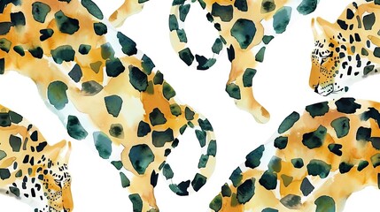 Watercolor leopard camouflage big seamles