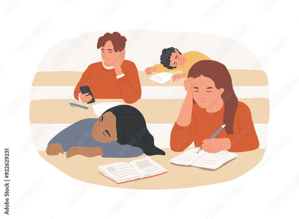 Poster boring lecture isolated cartoon vector illustrations.