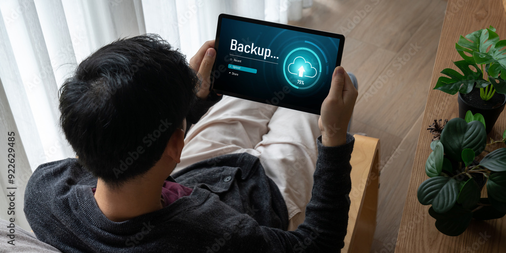 Poster backup storage data internet technology business concept. database storage cloud technology file dat