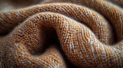 Fototapeta premium A close-up of a textured fabric, showcasing intricate knit patterns and warm colors.