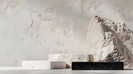 Elegant Marble Slabs Product Display on Minimalist Background for Interior Design Inspiration. Generative AI