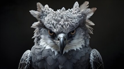 Majestic Harpy Eagle Portrait with Intense Gaze. Generative AI