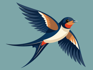 Hirondelle ou Martin comme oiseau passereau avec de longues ailes pointues Ensemble de vecteurs
