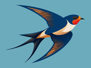 Hirondelle ou Martin comme oiseau passereau avec de longues ailes pointues Ensemble de vecteurs
