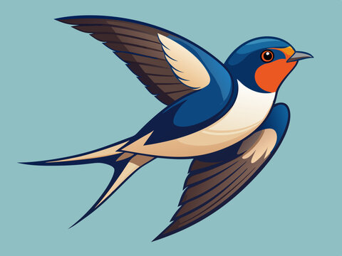 blue swallow bird flying on teal background clip art preview