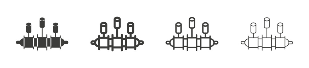 Car crankshaft vector icon set black filled and outlined style.