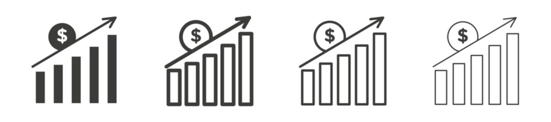 High Sales vector icon set black filled and outlined style.