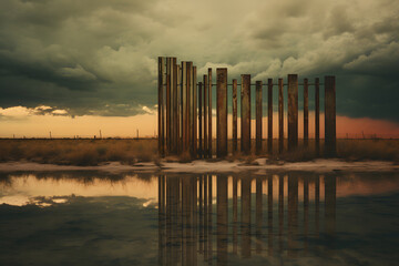 Naklejka premium photo of a border, border fence