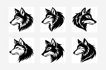 vector art of wolves head silhouette on a white background