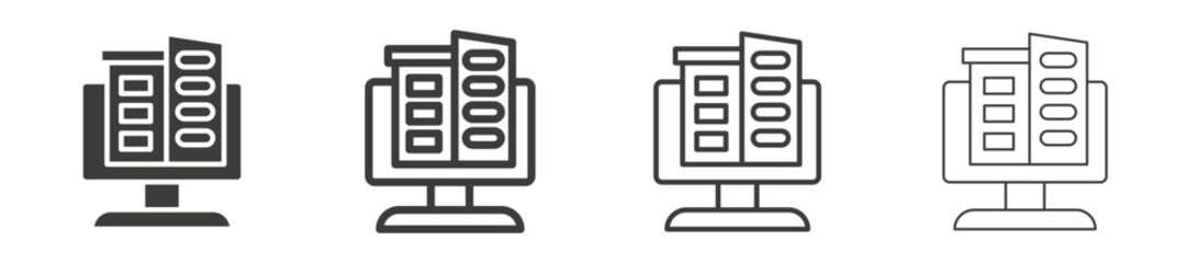 Enterprise vector icon set black filled and outlined style.