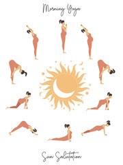 Yoga Sun Salutation White Pregnant Woman Poster