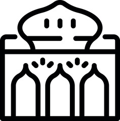 Simple line icon illustration of a mosque building, perfect for projects related to islam, architecture, or travel