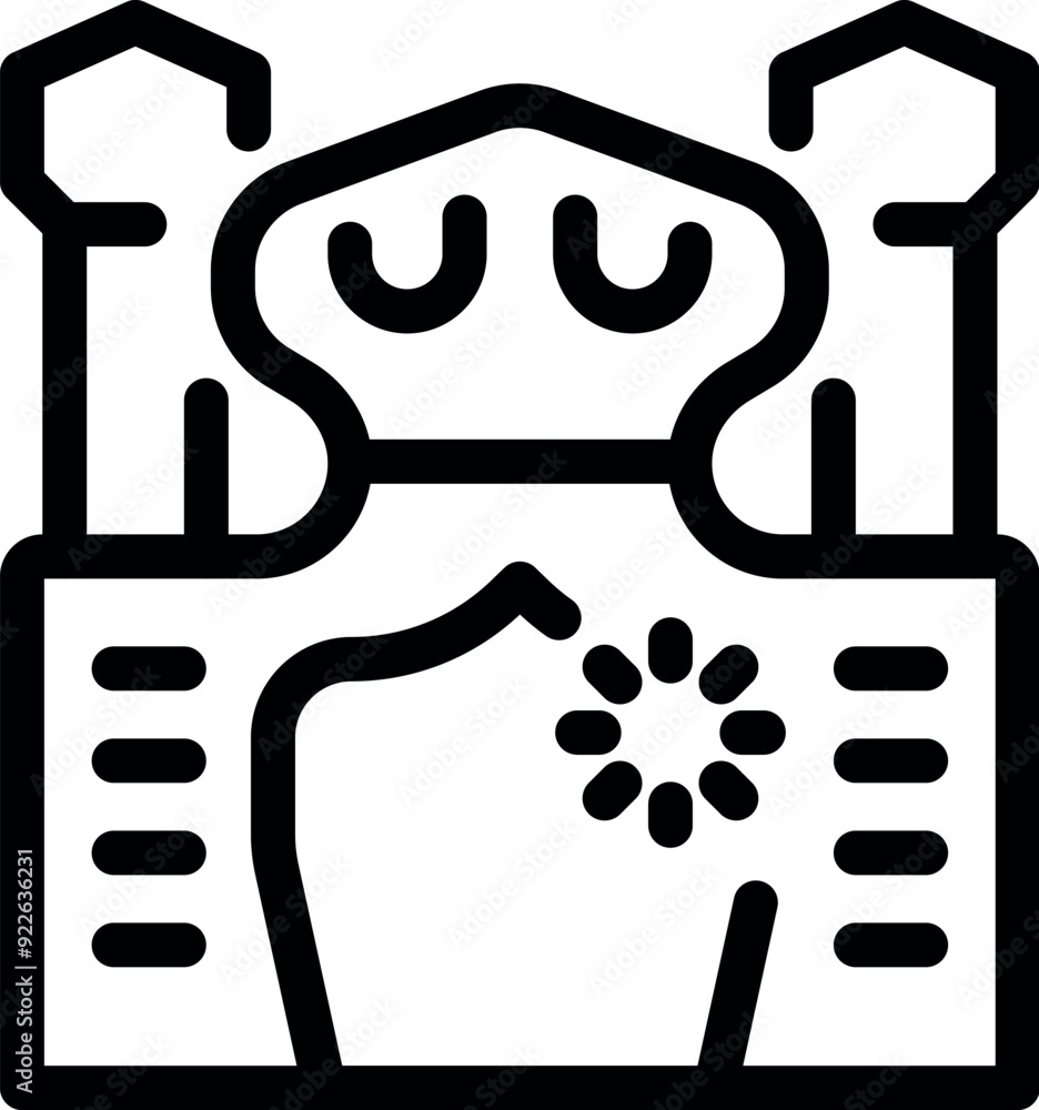 Poster line art icon of an amusement park with fireworks exploding above it