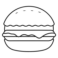 Vector Line Art of a Burger Silhouette