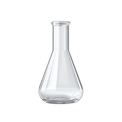 A clear glass laboratory flask ideal for scientific experiments and chemical analysis. Perfect for research and education purposes. transparent background