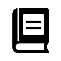 imple book icon in black and white, basic symbol for reading and education